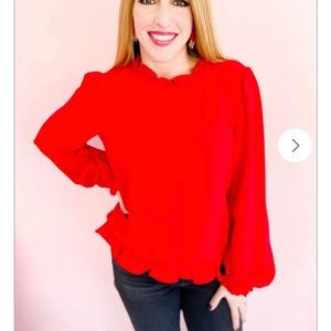 Ruffle Red top NWT